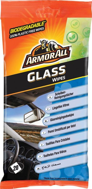 Armor All - Bio Glas Doekjes - Glasreiniger - Biologisch Afbreekbaar - Inhoud 20 Stuks