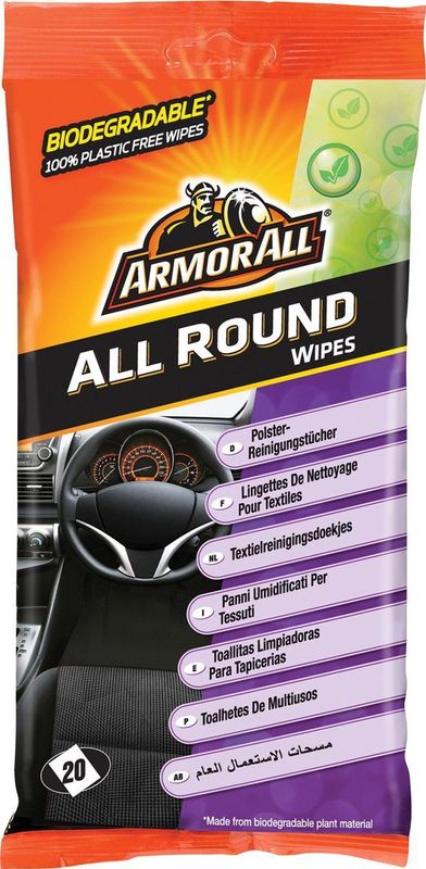Armor All - Bio Allround Wipes - ReinigingsDoekjes - 20 Stuks - Biologisch Afbreekbaar
