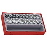 Teng TT12176 1/2"" metrische 6p socket set drive (17 stuks)