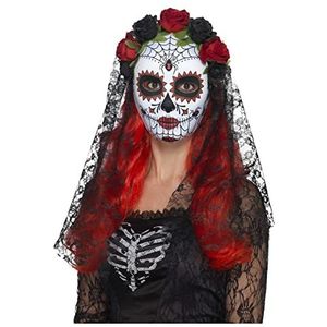 Smiffys - Day Of The Dead Senorita Full Face Masker - Rood/Zwart