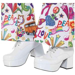 Smiffys 43074S heren jaren 70 plateauschoenen, wit, 42