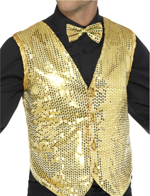 Smiffys - Paillettenvest - Goudkleurig - Veiligheid gecertificeerd