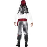 Smiffys Piratenkostuum voor volwassenen, met overhemd, broek, hoofdband en riem, heren, zwart/wit, M