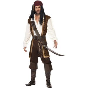 Carnaval Jack Sparrow Kostuum - Bruin - Maat M - Carnaval