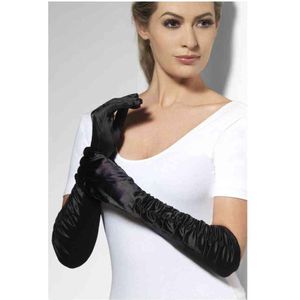 Smiffy's - handschoenen lang zwart glanzend lang zwart kostuum