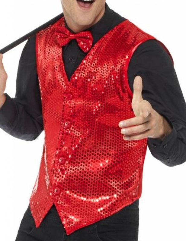Smiffys Glitter Vest rood