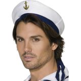 Wit Matrozenhoedje Voor Volwassenen - Matroos/Zeeman Carnaval Verkleed Petjes/Hoedjes