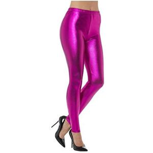 Smiffys - Metallic Disco Leggings - Roze - 100% Polyester - Voor Carnaval en Themafeesten