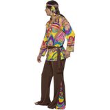 Smiffys hippie-kostuum, hippie, psychedelisch, heren, meerkleurig met broek, hemd, maat M