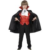 Smiffys Dracula jongenskostuum met cape smoking riem halsdoek vest maat M zwart