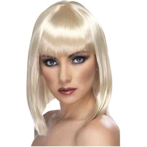 Smiffys - Glam Blonde Pruik - Wit