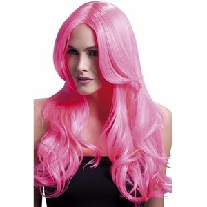 Professionele pruik lang neon roze Khloe