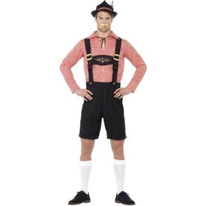 Beer Festival Costume, Red, with Shirt & Lederhosen, (L)