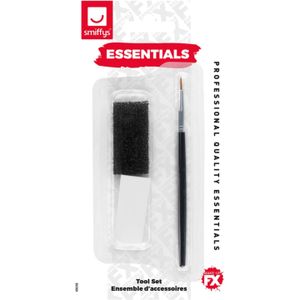 Smiffys - Cosmetic Tool Set Make-up kwast - Zwart/Wit