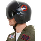 Top Gun Deluxe Helmet, Black, with Adjustable Visor & Chin Strap