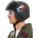 Top Gun Deluxe Helmet, Black, with Adjustable Visor & Chin Strap