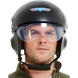 Top Gun Deluxe Helmet, Black, with Adjustable Visor & Chin Strap