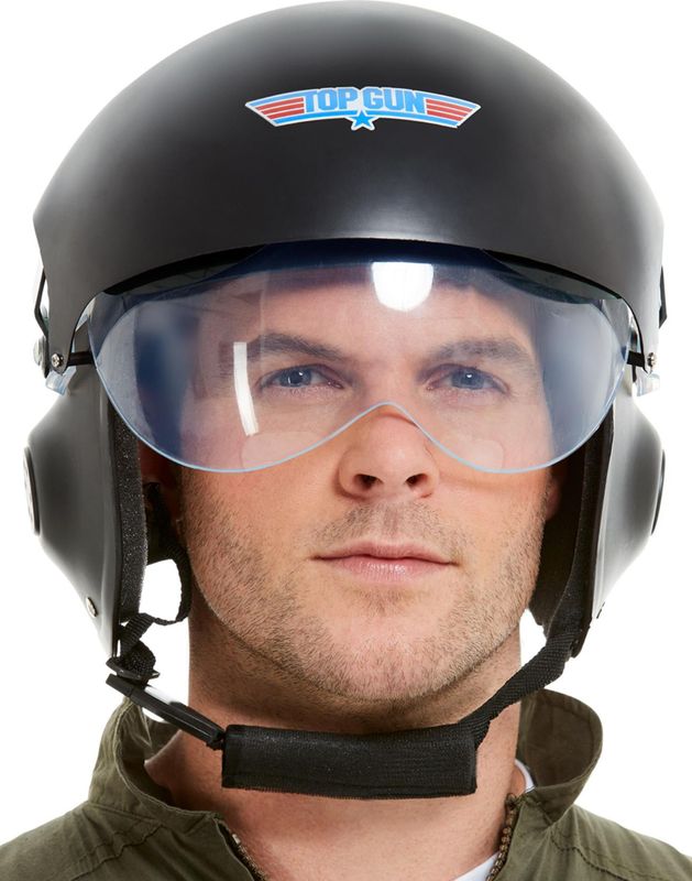 Top Gun Deluxe Helmet, Black, with Adjustable Visor & Chin Strap