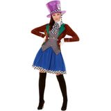 Smiffys Mrs. Muts kostuum, meerkleurig, met jas, vast vest, rok en hoed