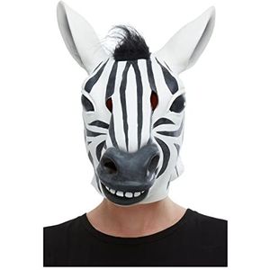 Smiffys Zebra Latex masker, zwart-wit volledige overhead, feestdieren, verkleedmaskers voor dieren