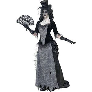 Halloween! Smiffys kostuum spookstad zwarte weduwe, grijs, met top, rok en hoed