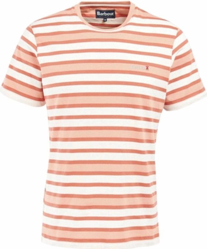 T-Shirt Barbour Men Crundale Stripe Tee Faded Orange