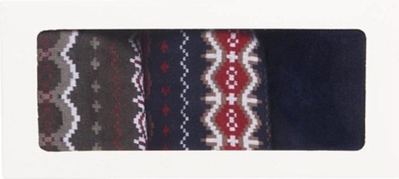 Barbour - Fairisle Sock Gift Box - Cranberry Black Slate Mix - 3 Paar Sokken