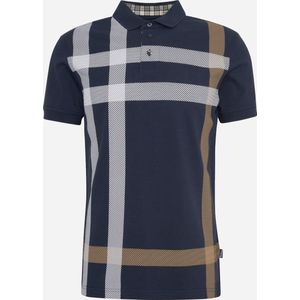 Barbour polo navy geprint 2 knoop fastener