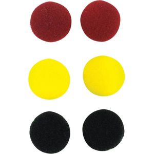 Oorkussens voor oordoppen - universeel - max. 18 mm - 3x 2 stuks / rood/zwart/geel