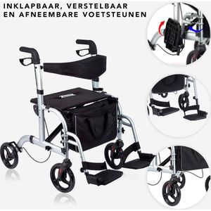 Aidapt - Duo Deluxe - Rollator - Grijs - 2 in 1 Functie