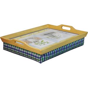 Sutton Houten Schootdienblad met getekende afbeelding - blauw/groen