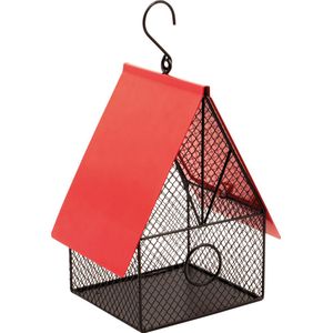 St. Helens Home & Garden - Vogelhuisje met rood dak - Vogelvoerder noten - 22x18x10cm - Voederhuisje Met hanger