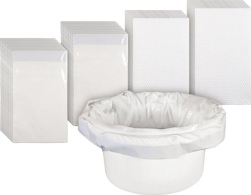 Aidapt - Toiletemmer Zakken - Doos van 50 - Lekvrij Materiaal - Absorberende Pads