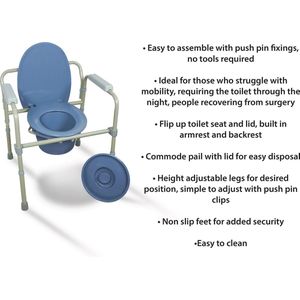 Aidapt - Toiletstoel - Bedcommode - Verstelbare Zithoogte - Eenvoudig te Monteren
