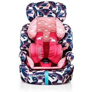 Cosatto Zoomi Autostoel, groep 1, 2, 3, 9-36 kg, 9 maanden-12 jaar, zijdelingse bescherming tegen stoten naar voren (magische eenhoorns)