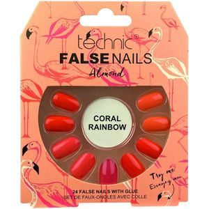 Technic False Nails Almond Coral Rainbow 24 st