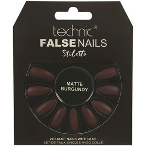 Technic False Nails Stiletto Matte Burgundy 24 st