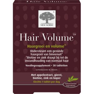 New Nordic Hair Volume – Haargroei en volume – Voedingssupplement met biotine en zink – 30 tabletten
