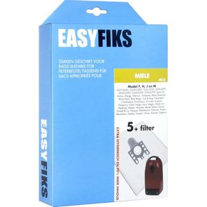 Easyfiks M13 stofzuigerzakken geschikt voor Miele FJM - 5 stuks + 1 filter - voor Cat & Dog - Black Pearl - Black Diamond - Electronic 1800 - Complete C1 - Compact C1 - Compact C2