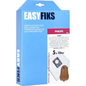 Easyfiks- Stofzuigerzakken - Geschikt voor Philips Performer Active, Expression, Mobilo S-Bag - 5 Stuks