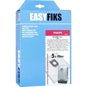 Easyfiks P14 stofzuigerzakken geschikt voor Philips - 5 stuks + 1 filter - voor Oslo en Vision series