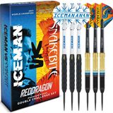 RED DRAGON Peter Wright 'Snakebite' v Gerwyn Price 'Iceman' DWC Steel Tip Dartset van messing met flights en schachten