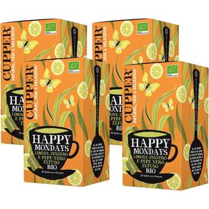 Clipper - Biologische Thee - Happy Mondays - Citroen & Gember & Zwarte Peper - 4 x 20 theezakjes