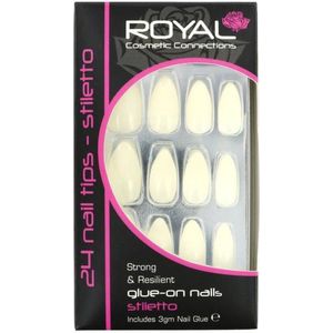 Royal 24 Stiletto Glue-On Nail Tips - Natural (met nagellijm)
