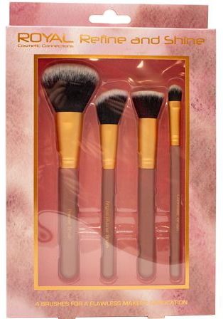 Royal - Refine & Shine - Make-up Kwasten - Roze/Goud - 4 Stuks