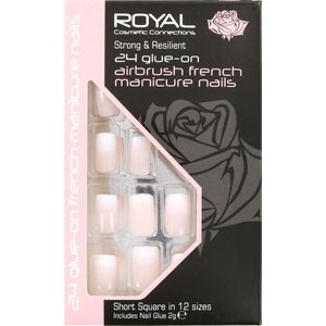 Royal 24 Glue-On Short Square Nail Tips - Airbrush French Manicure (met nagellijm)