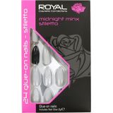 Royal - Midnight Minx Stiletto - Kunstnagels - Zwart Grijs Zilver - 24 stuks