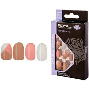 Royal - Iced Latte - Kunstnagels - Roze Wit Donkerbeige - 24 Stuks