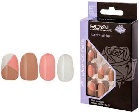 Royal - Iced Latte - Kunstnagels - Roze Wit Donkerbeige - 24 Stuks