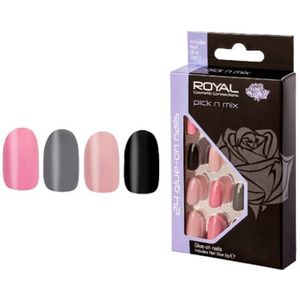 Royal - Kunstnagels - Pick n Mix - Roze Grijs Zwart - 24 Stuks